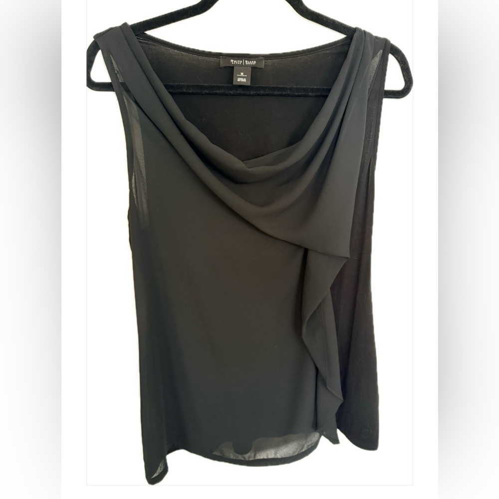 WHITE HOUSE BLACK MARKET Black Sleeveless Cowl Neck Blouse Top S